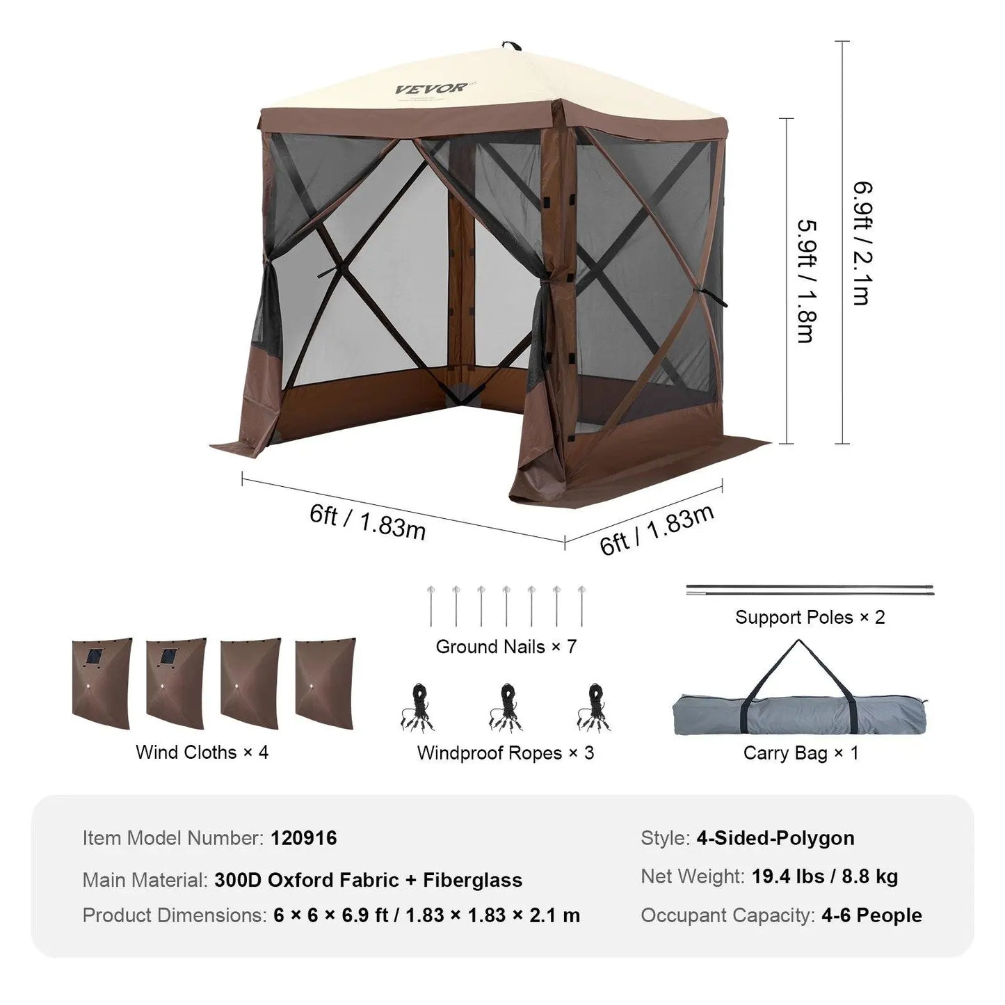 Firsense Camping Gazebo Screen Tent